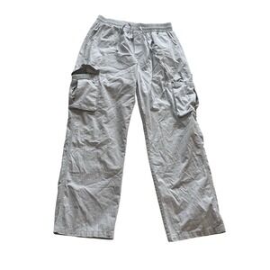 Coofandy Men's Size M Light Gray Cargo Jogger Drawstring Pockets 100% Cotton